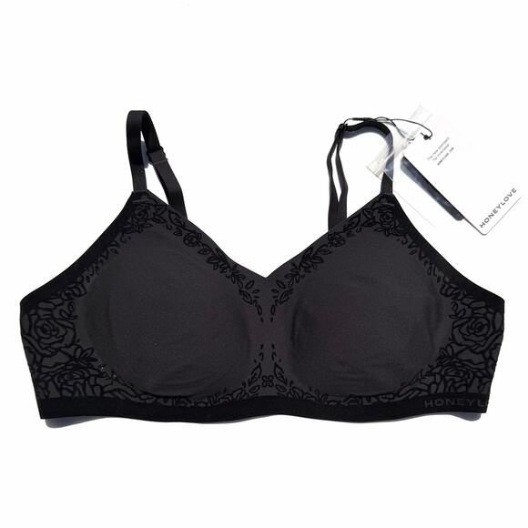 Honeylove Other - Honeylove Silhouette Bra Black Velvet Rose Womens Medium Wireless
